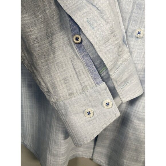 Tommy Bahama Mens Button Up Shirt Linen Cotton Blend Size Large Shirt Light Blue - Picture 6 of 15
